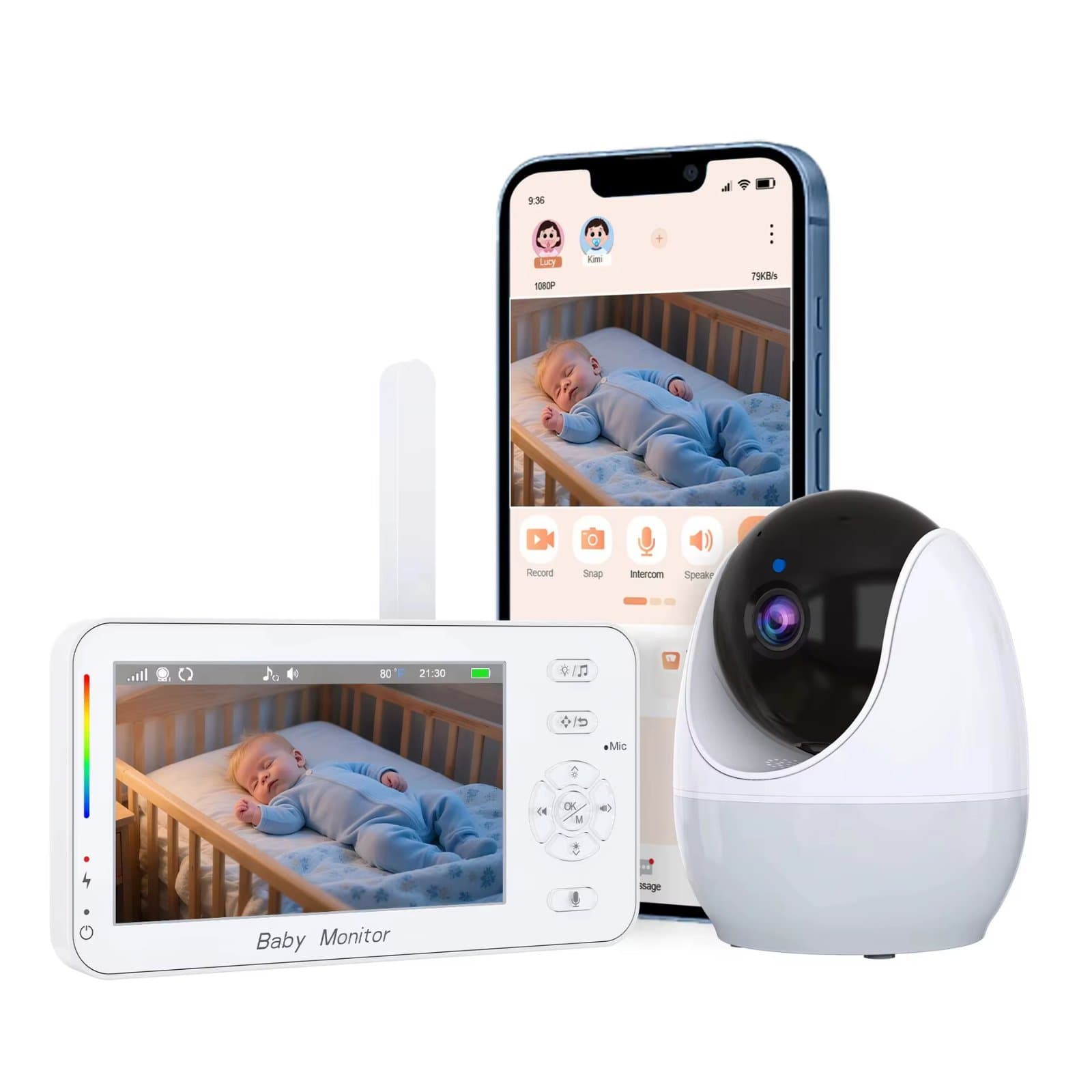 Baby Monitor APP + Display 4"
