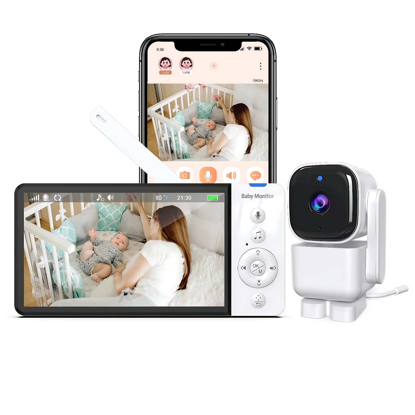 Baby Monitor APP + Display 5"